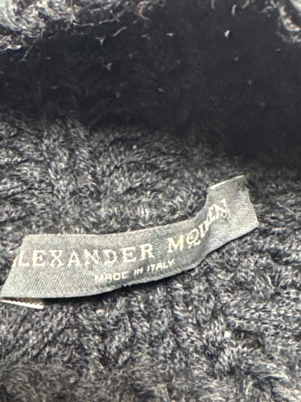 ALEXANDER McQUEEN 09 Dark Gray Cable-Knit Turtleneck Sweater Dress Distressed SM - Picture 3 of 16